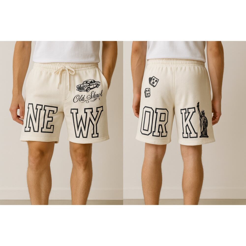 Spirit Jersey New York Old Skool Cream Shorts Size M Unisex NWT — Unique Design